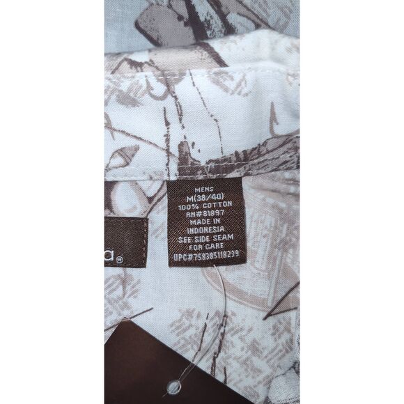 Fly Fishing Lure Button Up Cotton Shirt Medium NWT Cafe Luna - Picture 8 of 10